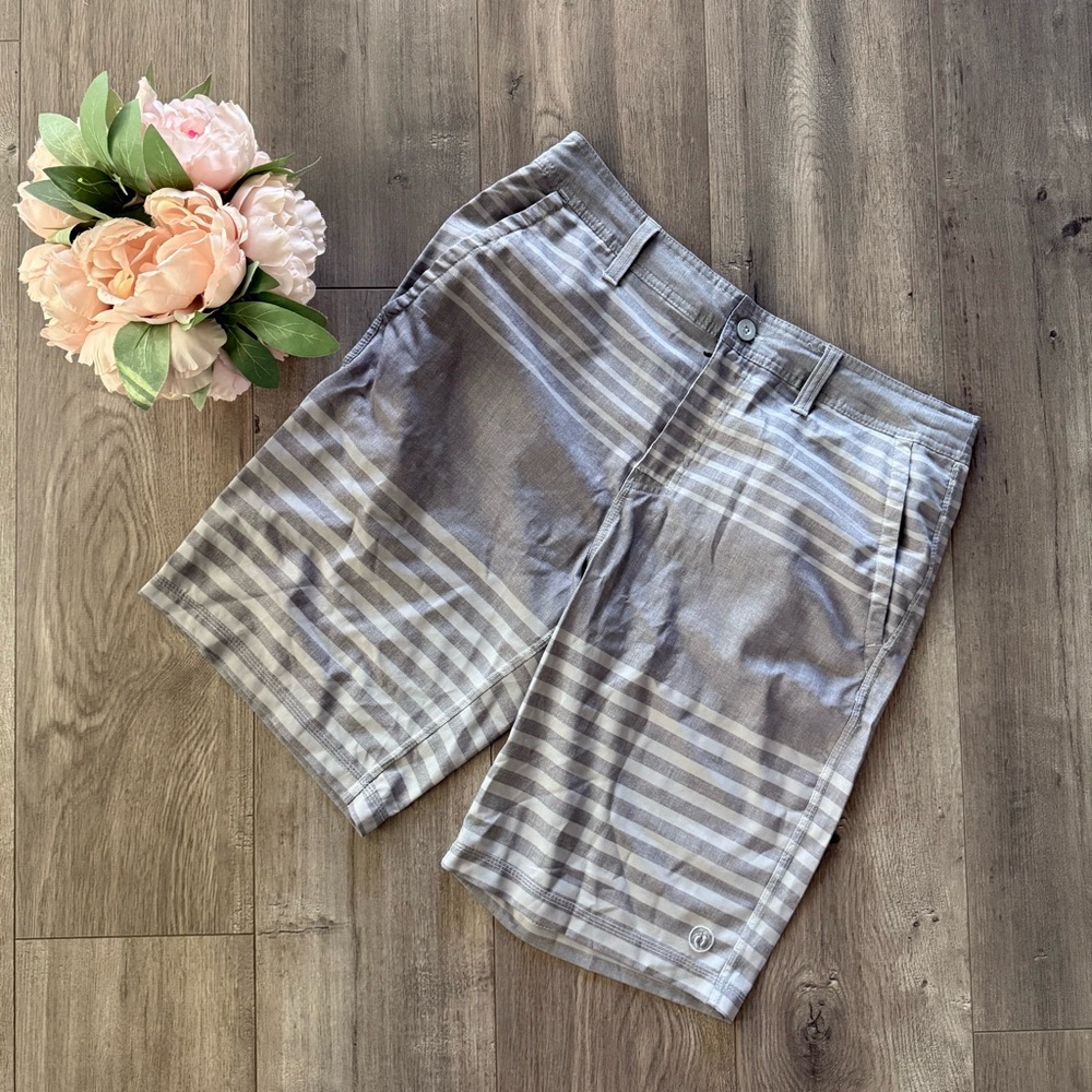 Men's Hang Ten Grey Stripe Classic Boardshorts Swim‎ Trunks